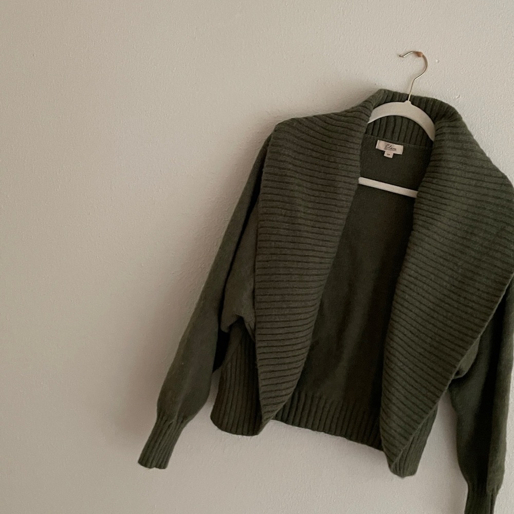 Elan Crop Sweater Open Front Cardigan - Picture 6 of 15